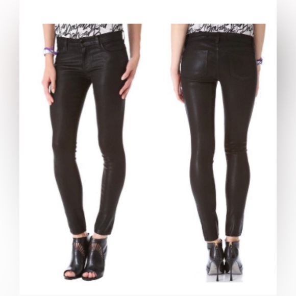 J BRAND Super Skinny Stretch Black Lacquer Jeans Size 26, Excellent Condition - Picture 1 of 8